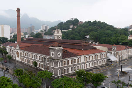 Rio, Brazil - February 18, 2022: building where the Companhia de FiaÃ§Ã£o e Tecidos ConfianÃ§a, operated, a fabric factory located between the neighborhoods of Vila Isabel and AndaraÃ­, founded in 1885.のeditorial素材