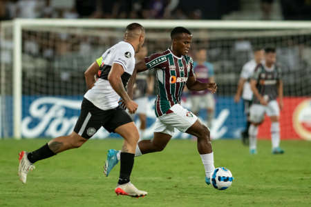 Rio, Brazil - March 09, 2022: John Arias player in match between Fluminense (BRA) 3 vs 1 Olimpia (PAR) by 3th round of Libertadores Cup in Nilton Santos Stadiumのeditorial素材