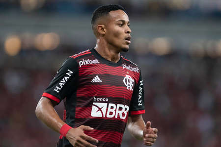 Rio, Brazil - March 12, 2022: Lazaro player in match between Bangu vs Flamengo by 10th round of Carioca Championship in Maracana Stadiumのeditorial素材