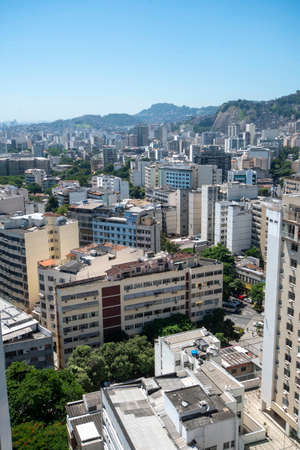 Rio, Brazil - March 10, 2022: view of a densely populated urban area with commercial buildings and residences with a hill in the background, in the Tijuca districtのeditorial素材