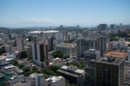 Rio, Brazil - March 10, 2022: view of a densely populated urban area with commercial buildings and residences with a hill in the background, in the Tijuca districtのeditorial素材