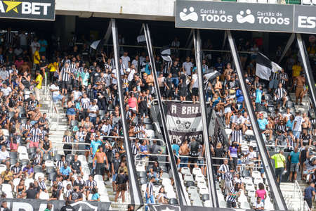 Rio, Brazil - January 30, 2022: Fans in match between Botafogo 2 vs 0 Bangu by 2nd round of Carioca Championship (Taca Guanabara) in Nilton Santos Stadiumのeditorial素材