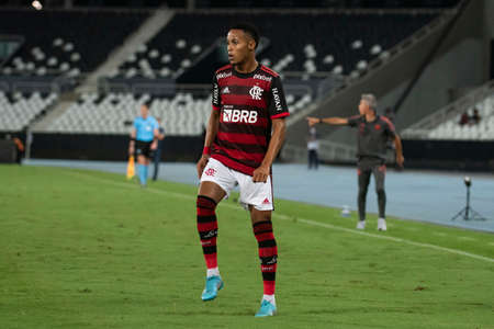 Rio, Brazil - February 23, 2022: Lazaro player in match between Botafogo 1 vs 3 Flamengo by 8th round of Carioca Championship (Taca Guanabara) in Nilton Santos Stadiumのeditorial素材