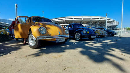 Rio, Brazil - January 20, 2022: Beetle volkswagen car meeting in front of Maracana stadiumのeditorial素材