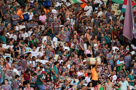 Rio, Brazil - March 27, 2022: Fans in match between Fluminense vs Botafogo by semifinal round of Carioca Championship in Maracana Stadiumのeditorial素材
