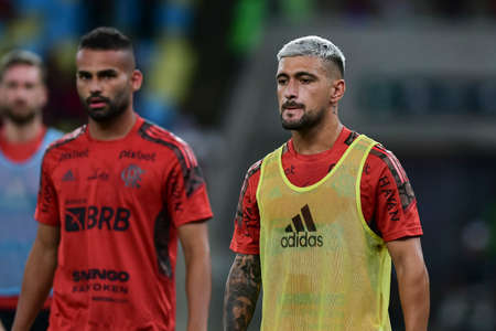 Rio, Brazil - March 12, 2022: De Arrascaeta player in match between Bangu vs Flamengo by 10th round of Carioca Championship in Maracana Stadiumのeditorial素材
