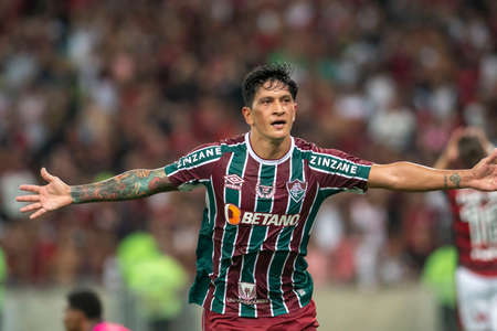 Rio, Brazil - March 30, 2022: German Cano player in match between Flamengo vs Botafogo by first match of final round of Carioca Championship in Maracana Stadiumのeditorial素材