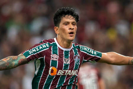 Rio, Brazil - March 30, 2022: German Cano player in match between Flamengo vs Botafogo by first match of final round of Carioca Championship in Maracana Stadiumのeditorial素材
