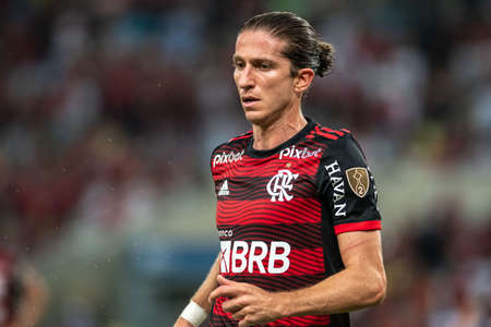Rio, Brazil - April 12, 2022: Filipe Luis player in match between Flamengo (BRA) vs Talleres (ARG) by Libertadores Cup 2022, by round of groups, in Maracana Stadiumのeditorial素材