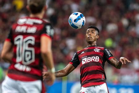 Rio, Brazil - April 12, 2022: Bruno Henrique player in match between Flamengo (BRA) vs Talleres (ARG) by Libertadores Cup 2022, by round of groups, in Maracana Stadiumのeditorial素材