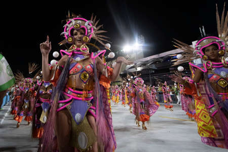 Rio, Brazil - April 20, 2022: Academicos do Cubango in the Rio Carnival, held at the Marques de Sapucai Sambadrome, in Rio de Janeiro/RJ.のeditorial素材