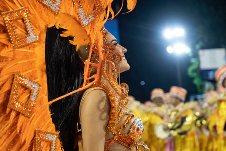 Rio, Brazil - April 20, 2022: Academicos do Cubango in the Rio Carnival, held at the Marques de Sapucai Sambadrome, in Rio de Janeiro/RJ.のeditorial素材