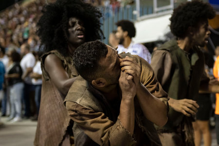 Rio, Brazil - April 20, 2022: Unidos da Ponte in the Rio Carnival, held at the Marques de Sapucai Sambadrome, in Rio de Janeiro/RJ.のeditorial素材