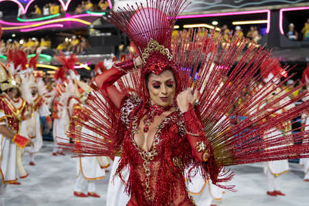 Rio, Brazil - April 20, 2022: Unidos da Ponte in the Rio Carnival, held at the Marques de Sapucai Sambadrome, in Rio de Janeiro/RJ.のeditorial素材