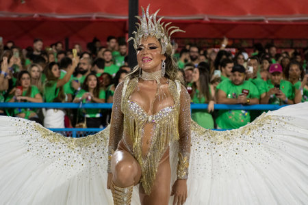 Rio, Brazil - April 20, 2022: Unidos da Ponte in the Rio Carnival, held at the Marques de Sapucai Sambadrome, in Rio de Janeiro/RJ.のeditorial素材