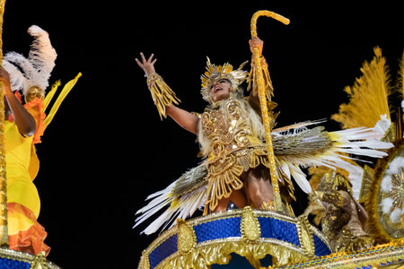 Rio, Brazil - April 20, 2022: Unidos da Ponte in the Rio Carnival, held at the Marques de Sapucai Sambadrome, in Rio de Janeiro/RJ.のeditorial素材