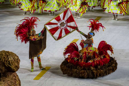 Rio, Brazil - April 20, 2022: Unidos do Porto da Pedra in the Rio Carnival, held at the Marques de Sapucai Sambadrome, in Rio de Janeiro/RJ.のeditorial素材