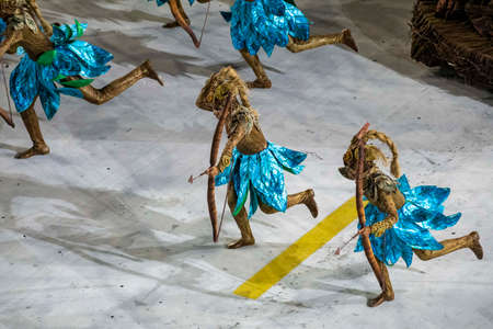 Rio, Brazil - April 20, 2022: Unidos do Porto da Pedra in the Rio Carnival, held at the Marques de Sapucai Sambadrome, in Rio de Janeiro/RJ.のeditorial素材