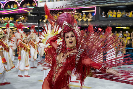 Rio, Brazil - April 20, 2022: Unidos da Ponte in the Rio Carnival, held at the Marques de Sapucai Sambadrome, in Rio de Janeiro/RJ.のeditorial素材