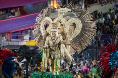 Rio, Brazil - April 20, 2022: Unidos do Porto da Pedra in the Rio Carnival, held at the Marques de Sapucai Sambadrome, in Rio de Janeiro/RJ.のeditorial素材
