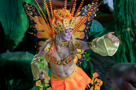Rio, Brazil - April 20, 2022: Unidos do Porto da Pedra in the Rio Carnival, held at the Marques de Sapucai Sambadrome, in Rio de Janeiro/RJ.のeditorial素材