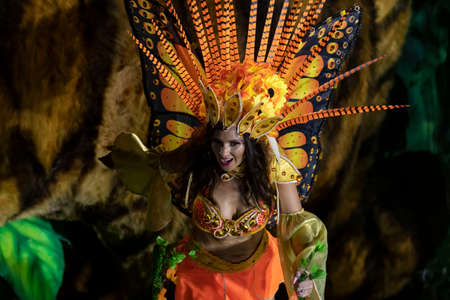 Rio, Brazil - April 20, 2022: Unidos do Porto da Pedra in the Rio Carnival, held at the Marques de Sapucai Sambadrome, in Rio de Janeiro/RJ.のeditorial素材