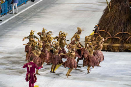 Rio, Brazil - April 20, 2022: Unidos do Porto da Pedra in the Rio Carnival, held at the Marques de Sapucai Sambadrome, in Rio de Janeiro/RJ.のeditorial素材