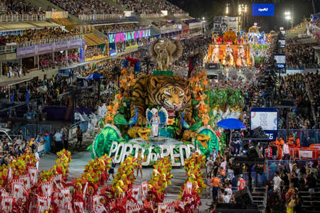 Rio, Brazil - April 20, 2022: Unidos do Porto da Pedra in the Rio Carnival, held at the Marques de Sapucai Sambadrome, in Rio de Janeiro/RJ.のeditorial素材