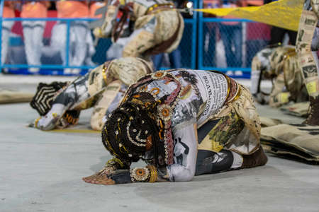 Rio, Brazil - April 21, 2022: Samba School Academicos de Vigario Geral in the Rio Carnival, held at the Marques de Sapucai Sambadromeのeditorial素材