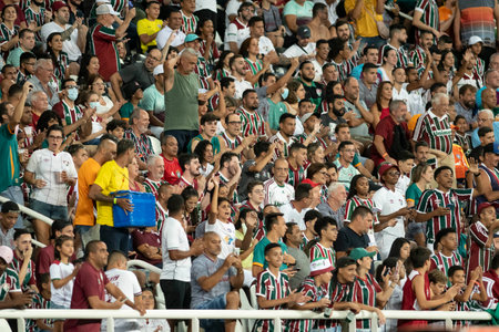 Rio, Brazil - March 09, 2022: Fans in match between Fluminense (BRA) 3 vs 1 Olimpia (PAR) by 3th round of Libertadores Cup in Nilton Santos Stadiumのeditorial素材