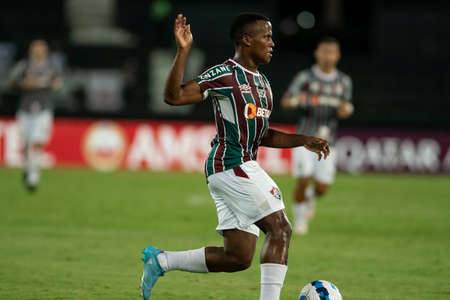 Rio, Brazil - March 09, 2022: John Arias player in match between Fluminense (BRA) 3 vs 1 Olimpia (PAR) by 3th round of Libertadores Cup in Nilton Santos Stadiumのeditorial素材