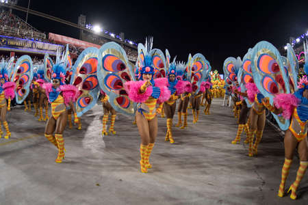 Rio, Brazil - April 22, 2022: Samba School Unidos da Tijuca in the Rio Carnival, held at the Marques de Sapucai Sambadromeのeditorial素材