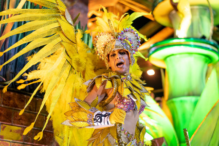 Rio, Brazil - April 24, 2022: Samba School Vila Isabel in the Rio Carnival, held at the Marques de...