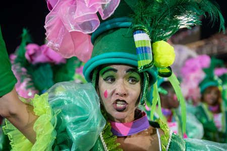 Rio, Brazil - April 22, 2022: Samba School Mangueira in the Rio Carnival, held at the Marques de Sapucai Sambadromeのeditorial素材