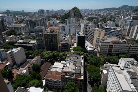 Rio, Brazil - March 10, 2022: view of a densely populated urban area with commercial buildings and residences with a hill in the background, in the Tijuca districtのeditorial素材