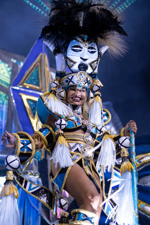Rio, Brazil - April 24, 2022: Samba School Vila Isabel in the Rio Carnival, held at the Marques de Sapucai Sambadromeのeditorial素材