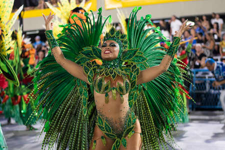Rio, Brazil - April 22, 2022: Samba School Unidos da Tijuca in the Rio Carnival, held at the Marques de Sapucai Sambadromeのeditorial素材