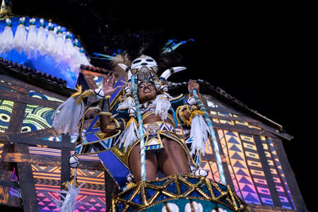 Rio, Brazil - April 24, 2022: Samba School Vila Isabel in the Rio Carnival, held at the Marques de Sapucai Sambadromeのeditorial素材