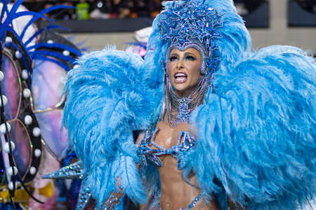 Rio, Brazil - April 24, 2022: Samba School Vila Isabel in the Rio Carnival, held at the Marques de Sapucai Sambadrome - Sabrina Satoのeditorial素材