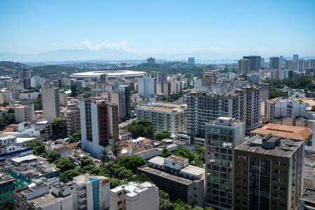 Rio, Brazil - March 10, 2022: view of a densely populated urban area with commercial buildings and residences with a hill in the background, in the Tijuca districtのeditorial素材