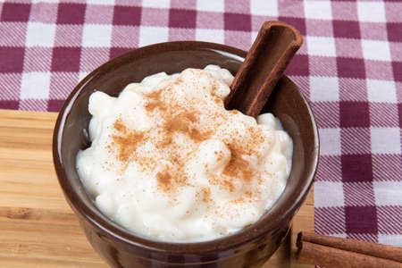 Brazilian sweet dessert, Canjica. White corn porridge with cinnamon and coconut. Consumed at June partiesの写真素材