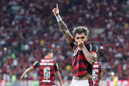 Rio, Brazil - June 15, 2022: Gabriel Barbosa player in match between Flamengo vs Cuiaba by 11th round of Brazilian Championship in Maracana Stadiumのeditorial素材