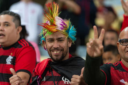 Rio, Brazil - June 15, 2022: fan in match between Flamengo vs Cuiaba by 11th round of Brazilian Championship in Maracana Stadiumのeditorial素材