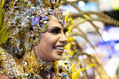 Rio, Brazil - April 22, 2022: Samba School Tuiuti in the Rio Carnival, held at the Marques de Sapucai Sambadromeのeditorial素材
