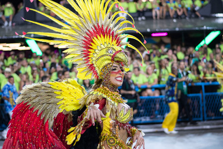 Rio, Brazil - April 22, 2022: Samba School Unidos da Tijuca in the Rio Carnival, held at the Marques de Sapucai Sambadromeのeditorial素材