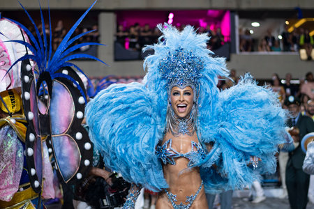 Rio, Brazil - April 24, 2022: Samba School Vila Isabel in the Rio Carnival, held at the Marques de Sapucai Sambadrome - Sabrina Satoのeditorial素材