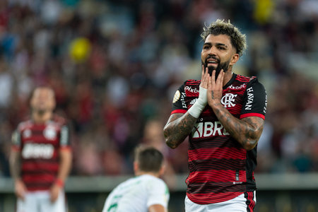 Rio, Brazil - June 15, 2022: Gabriel Barbosa, Gabigol, player in match between Flamengo vs Cuiaba by 11th round of Brazilian Championship in Maracana Stadiumのeditorial素材