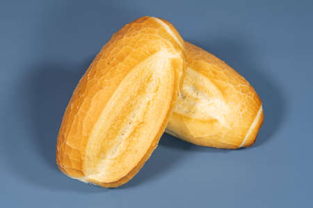 "French bread", traditional Brazilian bread in a blue backgroundの写真素材