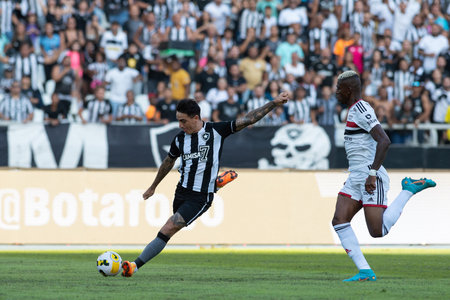 Rio, Brazil - June 16, 2022: Victor Cuesta and Arboleda player in match between Botafogo vs Sao Paulo by 12th round of Brazilian Championship in Nilton Santos Stadiumのeditorial素材