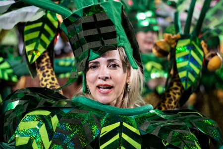 Rio, Brazil - April 22, 2022: Samba School Unidos da Tijuca in the Rio Carnival, held at the Marques de Sapucai Sambadromeのeditorial素材